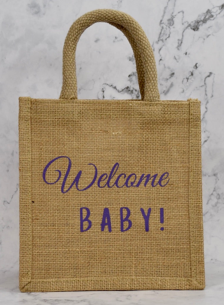 Welcome Baby Purple Gift Tote